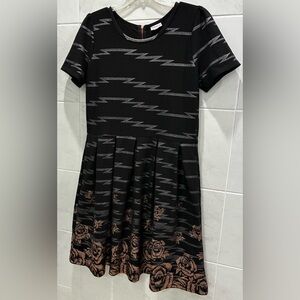 LuLaRoe Black Amelia dress Lightning Bolt And Roses Elegant Collection 3XL